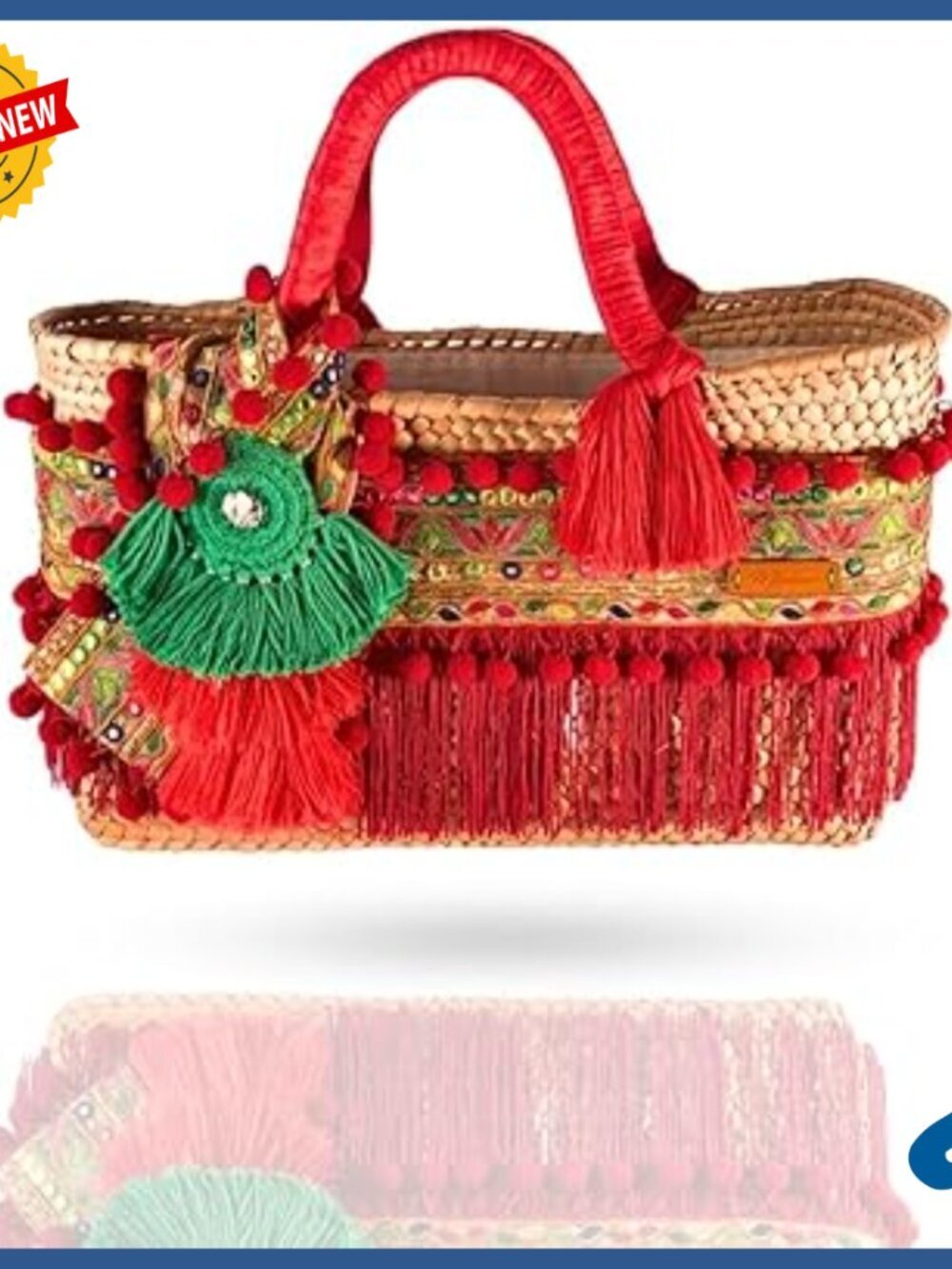 Handmade Vegan Leather Tote Bag with Fringe and Printed Lining
